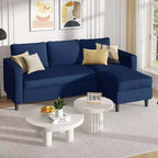 73.6 Canapé d'angle rembourré avec pouf pour salon, appartement, salle de détente, chambre, housses lavables