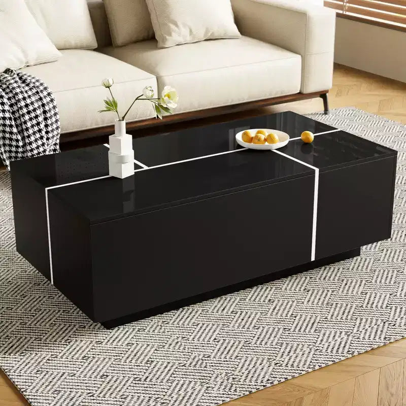 Table basse avec rangement dissimulé, plateau spacieux, design moderne, parfaite pour les salons et les entrées