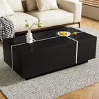Table basse avec rangement dissimulé, plateau spacieux, design moderne, parfaite pour les salons et les entrées