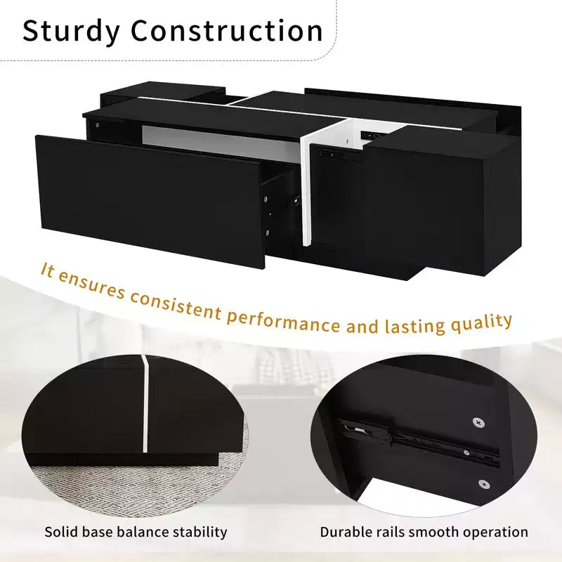 Table basse avec rangement dissimulé, plateau spacieux, design moderne, parfaite pour les salons et les entrées