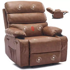 Fauteuil inclinable pivotant manuel surdimensionné avec massage et chauffage, rotation à 360°, inclinaison à 150°, cuir PU, télécommande pour salon