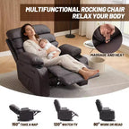 Fauteuil inclinable pivotant manuel surdimensionné avec massage et chauffage, rotation à 360°, inclinaison à 150°, cuir PU, télécommande pour salon