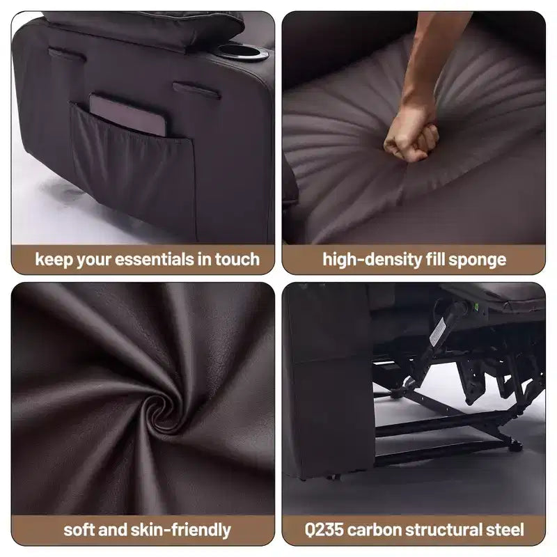Fauteuil inclinable pivotant manuel surdimensionné avec massage et chauffage, rotation à 360°, inclinaison à 150°, cuir PU, télécommande pour salon