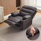 Fauteuil inclinable pivotant manuel surdimensionné avec massage et chauffage, rotation à 360°, inclinaison à 150°, cuir PU, télécommande pour salon