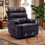 Fauteuil inclinable pivotant manuel surdimensionné avec massage et chauffage, rotation à 360°, inclinaison à 150°, cuir PU, télécommande pour salon