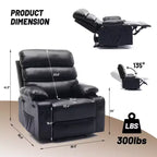 Fauteuil inclinable pivotant manuel surdimensionné avec massage et chauffage, rotation à 360°, inclinaison à 150°, cuir PU, télécommande pour salon