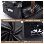 Fauteuil inclinable pivotant manuel surdimensionné avec massage et chauffage, rotation à 360°, inclinaison à 150°, cuir PU, télécommande pour salon