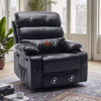 Fauteuil inclinable pivotant manuel surdimensionné avec massage et chauffage, rotation à 360°, inclinaison à 150°, cuir PU, télécommande pour salon
