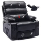 Fauteuil inclinable pivotant manuel surdimensionné avec massage et chauffage, rotation à 360°, inclinaison à 150°, cuir PU, télécommande pour salon