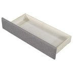Lit de repos capitonné en lin taille Twin XL à King avec deux tiroirs, cadre de lit gigogne extensible avec lit d'appoint relevable pour chambre d'amis
