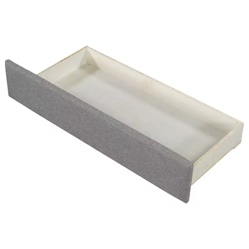 Lit de repos capitonné en lin taille Twin XL à King avec deux tiroirs, cadre de lit gigogne extensible avec lit d'appoint relevable pour chambre d'amis