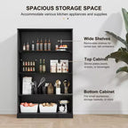 49x31x16 Étagère de rangement sans porte en bois Meuble de rangement Bibliothèque & Meuble de bureau pour Cuisine Chambre Entrée Salon Salle à manger Noir