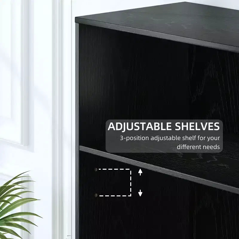 49x31x16 Étagère de rangement sans porte en bois Meuble de rangement Bibliothèque & Meuble de bureau pour Cuisine Chambre Entrée Salon Salle à manger Noir