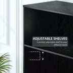 49x31x16 Étagère de rangement sans porte en bois Meuble de rangement Bibliothèque & Meuble de bureau pour Cuisine Chambre Entrée Salon Salle à manger Noir