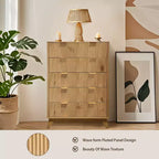 Commode à 5 tiroirs, Meuble de rangement avec poignée facile à tirer, Armoire de rangement à panneaux cannelés ondulés, pour Chambre à coucher, Salon, Couloir, Entrée
