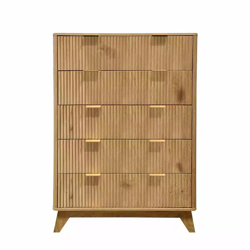 Commode à 5 tiroirs, Meuble de rangement avec poignée facile à tirer, Armoire de rangement à panneaux cannelés ondulés, pour Chambre à coucher, Salon, Couloir, Entrée