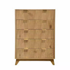 Commode à 5 tiroirs, Meuble de rangement avec poignée facile à tirer, Armoire de rangement à panneaux cannelés ondulés, pour Chambre à coucher, Salon, Couloir, Entrée