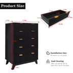 Commode à 5 tiroirs, Meuble de rangement avec poignée facile à tirer, Armoire de rangement à panneaux cannelés ondulés, pour Chambre à coucher, Salon, Couloir, Entrée