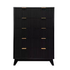 Chest of Drawers with 5 Drawers, Dresser Unit with Easy Pull Handle, Waveform Fluted Panel Storage Cabinet, for Bedroom Living Room Hallway Entryway