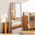 MAYEERTY 57 inch Full Length Mirror Aluminum Alloy Rectangle Tempered Floor Mirror for Indoor Decor Black