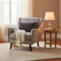 Royal Hampton Accent Chair, 1 Accent Pillow, Black and White Plaid, Solid Wood