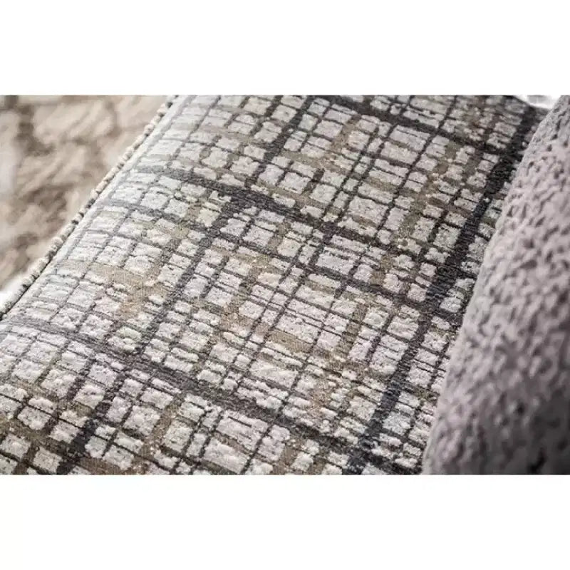 Fauteuil d'appoint, 1 coussin décoratif, motif à carreaux noir et blanc, bois massif