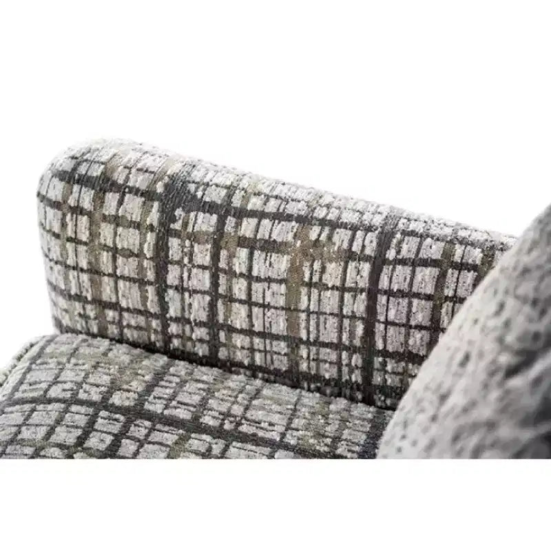 Fauteuil d'appoint, 1 coussin décoratif, motif à carreaux noir et blanc, bois massif