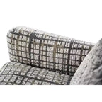 Fauteuil d'appoint, 1 coussin décoratif, motif à carreaux noir et blanc, bois massif