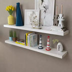 Wall Shelf Set of 2 White MDF 47.2 in wide Wall mounting