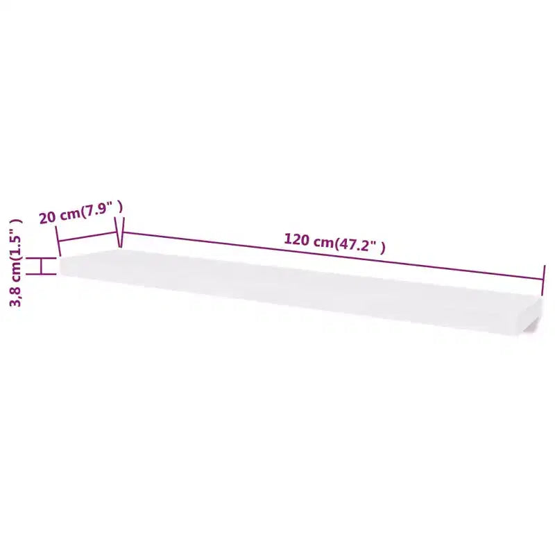Lot de 2 étagères murales MDF blanc 120 cm de large Fixation murale