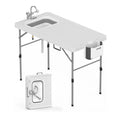 Portable Fish Cleaning Table with Sink, Portable Outdoor Camping Sink Station W/Faucet Drainage Hose & Sprayer for Camping, Patio, Kitchen,RV & Beach