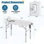 Table de Nettoyage de Poisson Portable avec Évier, Station d'Évier de Camping Extérieur Portable avec Robinet, Tuyau de Drainage et Pulvérisateur pour le Camping, la Terrasse, la Cuisine, le VR et la Plage