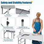 Table de Nettoyage de Poisson Portable avec Évier, Station d'Évier de Camping Extérieur Portable avec Robinet, Tuyau de Drainage et Pulvérisateur pour le Camping, la Terrasse, la Cuisine, le VR et la Plage