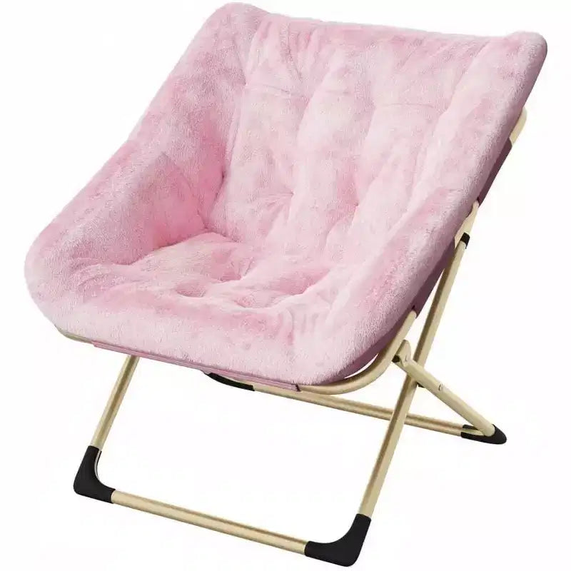 Fauteuil soucoupe rose confortable et surdimensionné, Fauteuil de lecture douillet en fausse fourrure pour adultes, Fauteuils pliables et confortables pour chambre, salon, dortoir, bureau, rose