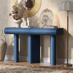 Console moderne avec tiroirs courbés, Table d'entrée étroite avec pieds géométriques en bois