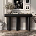 Modern Console Table with Curved Drawers, Narrow Entryway Table with Wood Geometric Legs