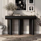Modern Console Table with Curved Drawers, Narrow Entryway Table with Wood Geometric Legs