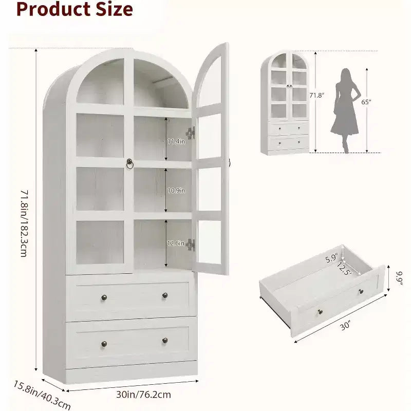 Meuble de rangement avec 2 tiroirs, haut, armoire de cuisine cintrée,