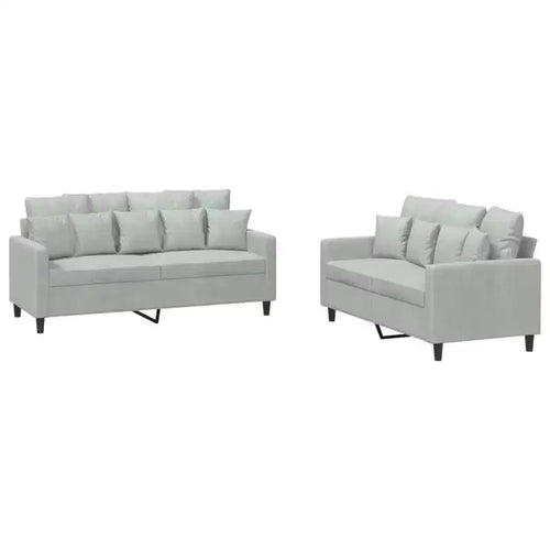 vidaXL 2 Piece Sofa Set with Cushions Light Gray Velvet
