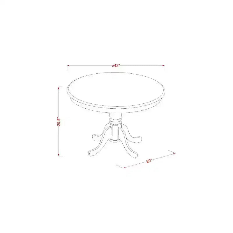 Ensemble de salle à manger rond de 42 pouces - Table et 2 chaises - Chaises Parsons en similicuir - Rouge brique