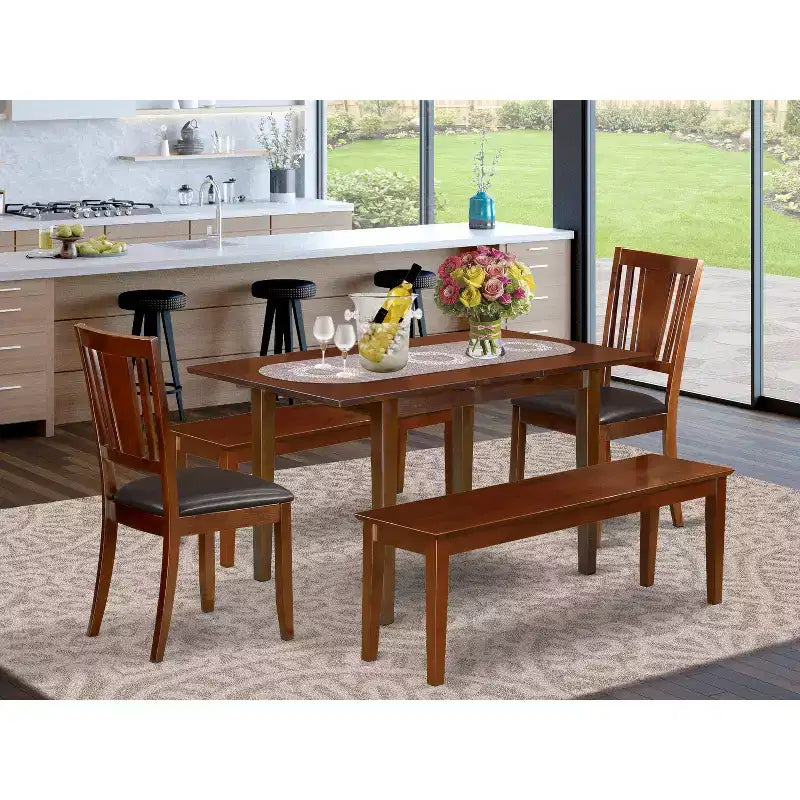 Petit ensemble de salle à manger – Table de cuisine moderne avec chaises et rallonge de rangement – Meuble de salle à manger compact