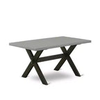 Table de salle à manger rectangulaire 6 pièces en bois massif finition chêne naturel avec 1 banc, 4 chaises rembourrées
