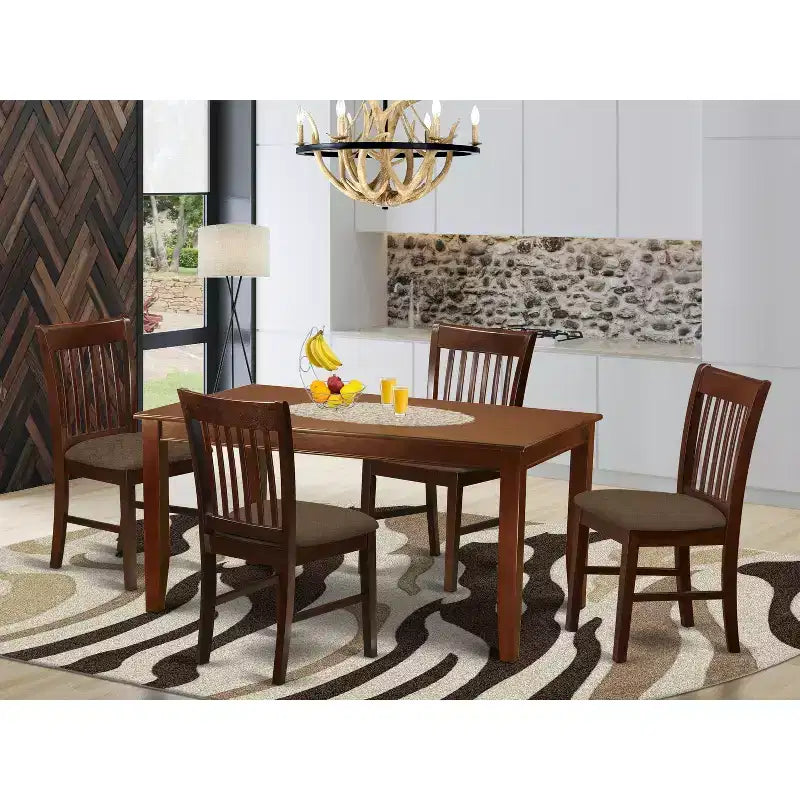 Ensemble de salle à manger 5 pièces - Table à manger contemporaine et 4 chaises - Finition acajou 36x60 pouces