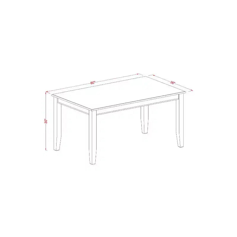 Ensemble de salle à manger 5 pièces - Table à manger contemporaine et 4 chaises - Finition acajou 36x60 pouces