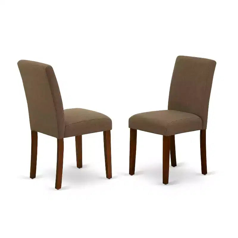 Ensemble Table et Chaises de Cuisine Rond 5 Pièces - Design Moderne - Tissu Lin Café - Élégant