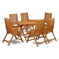 HomeStock 7-Piece Natural Oak Finish Solid Wood Top Dining Table with 6 Chairs