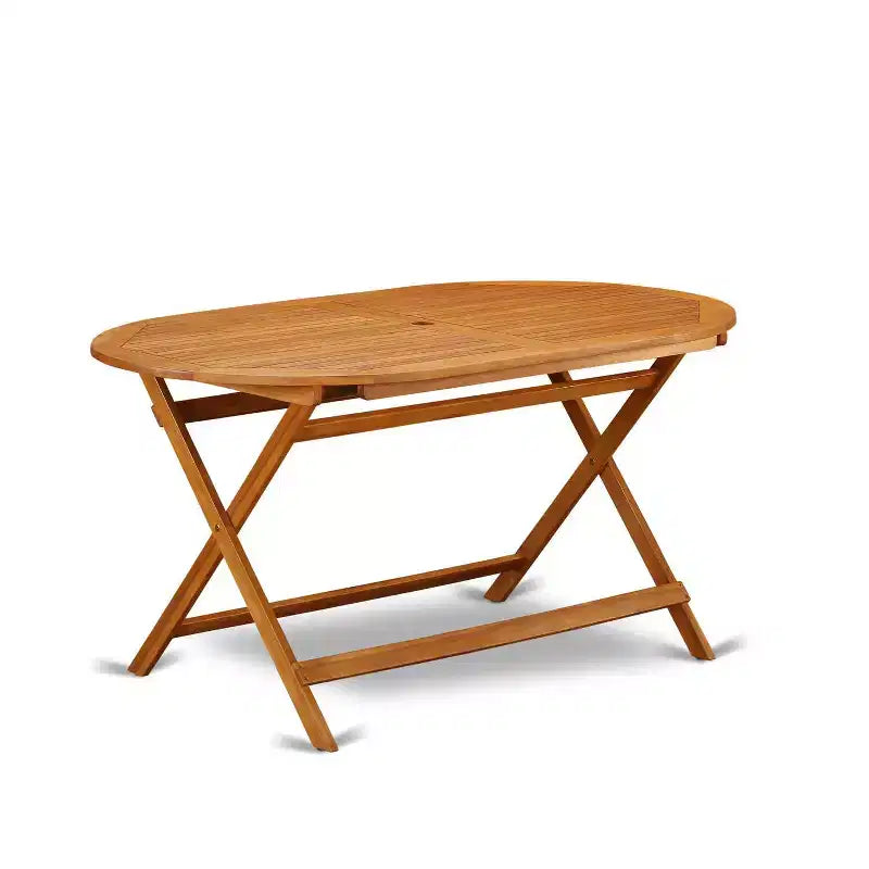 Table à manger 7 pièces avec plateau en bois massif finition chêne naturel et 6 chaises