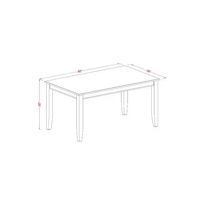 Ensemble de salle à manger rectangulaire 5 pièces en acajou massif – Pour 4 personnes