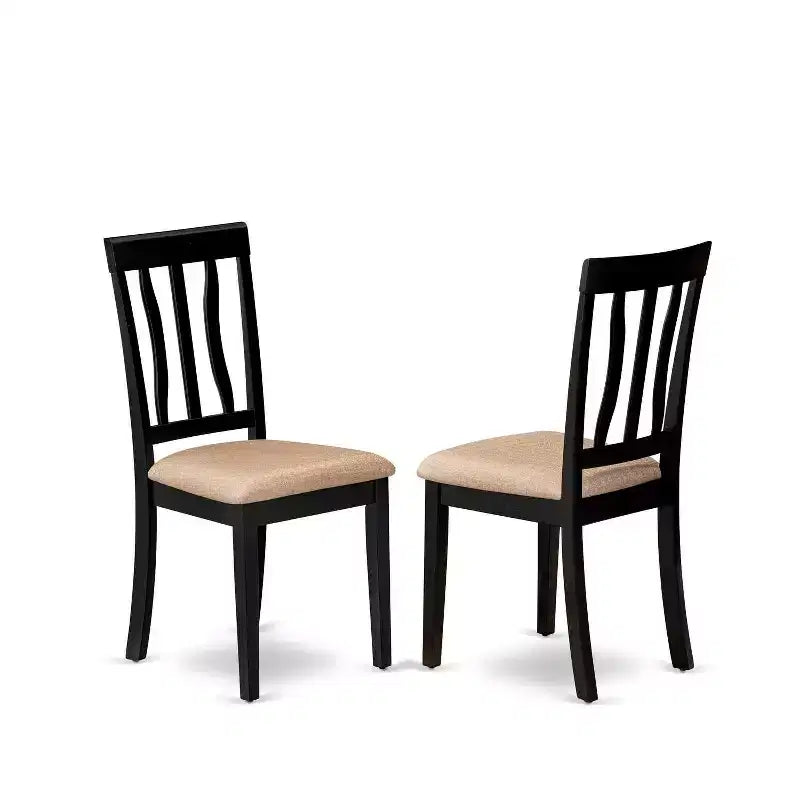 Table de salle à manger carrée 7 pièces avec plateau en bois massif noir et cerisier avec 6 chaises