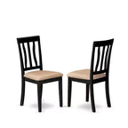 Table de salle à manger carrée 7 pièces avec plateau en bois massif noir et cerisier avec 6 chaises